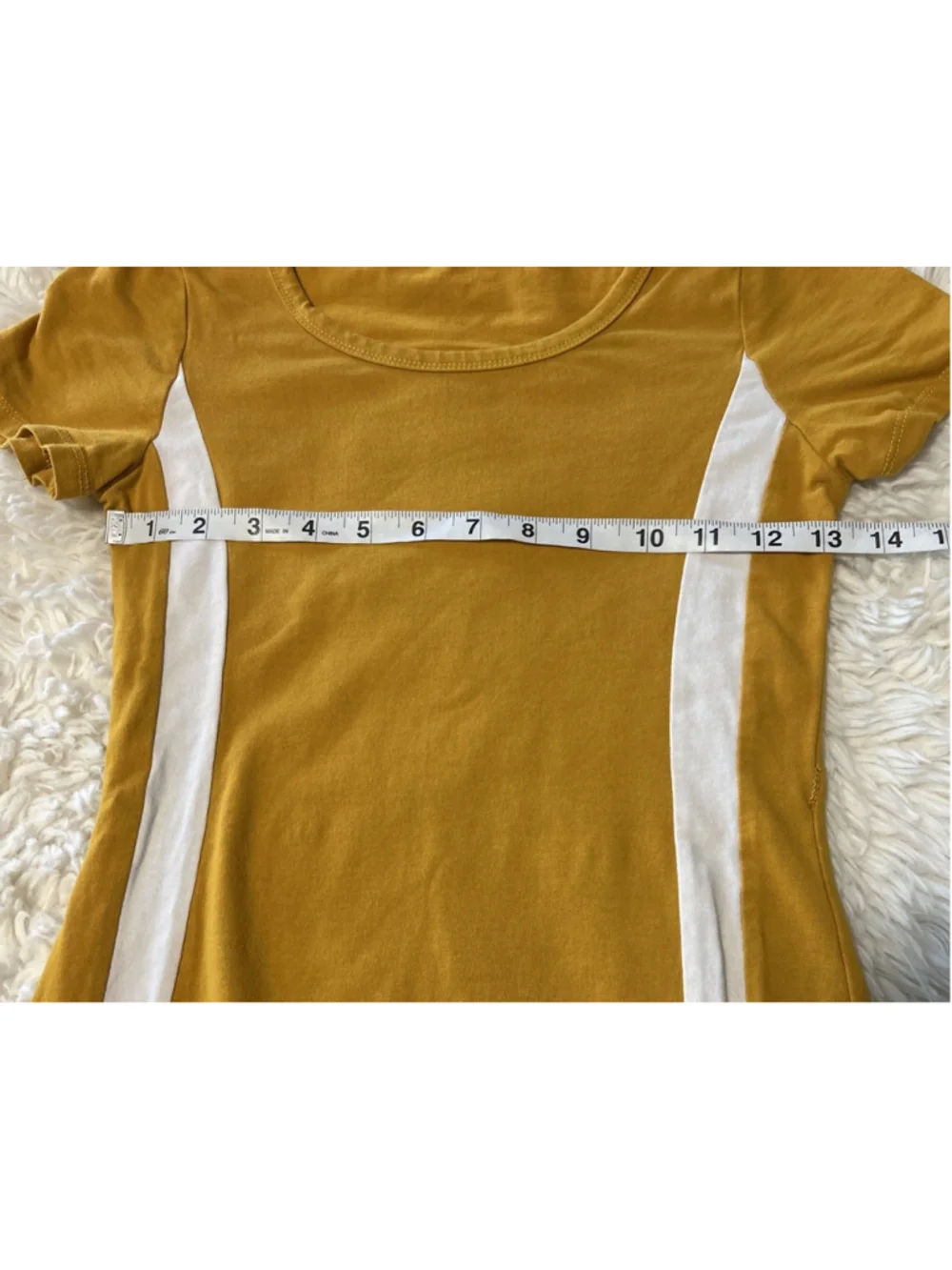 Heart & Hips Small 90’s Style T Shirt Dress Mustard & White Stretchy Comfortable